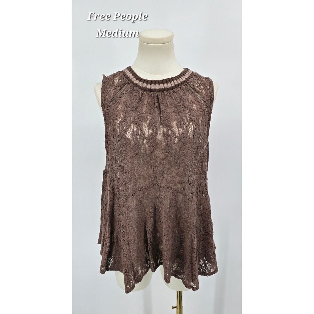 Free‎ People Maisie Lace Peplum Blouse Dusty Purple M Dark Academia Romantic